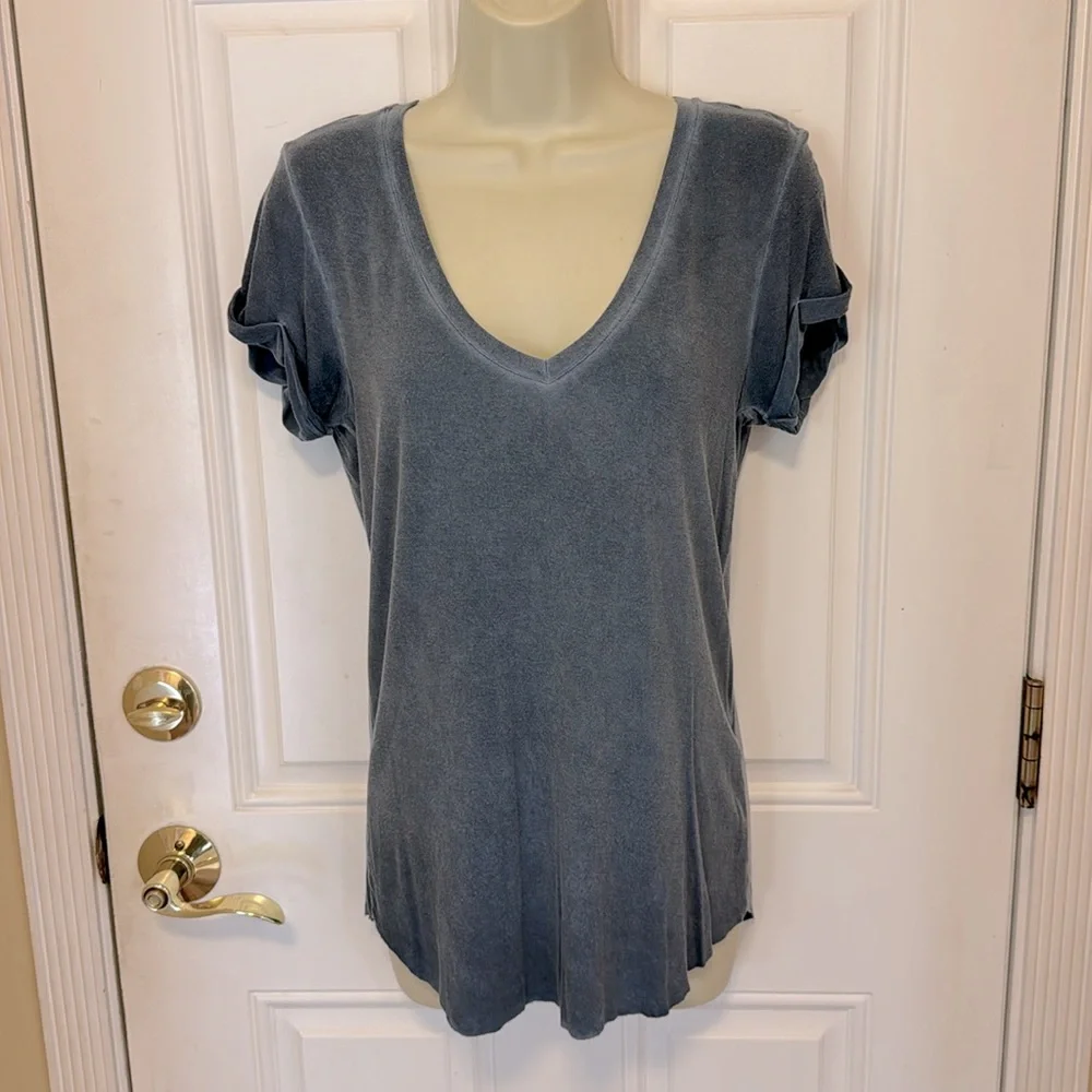 Paige Denim Washed Blue V-Neck Tee Small - Picture 1 of 7